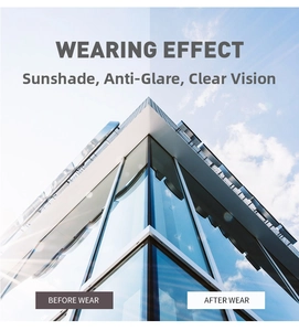 Comparison showing sunglasses lens effect with glare reduction and enhanced clarity