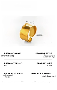 Detailed size chart for minimalist wide stainless steel adjustable smooth rings