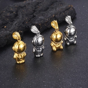 Astronaut Pendant Necklace Stainless Steel Hip Hop Punk Spaceman Jewelry For Men Boys