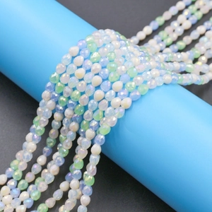 Gradient faceted crystal glass beads in pastel blue and green for DIY jewelry making