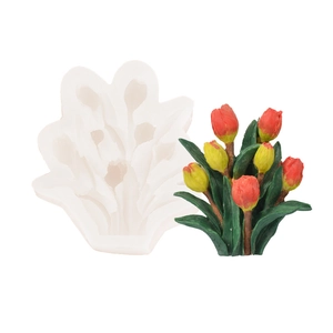 Stampo in silicone per diffusore in gesso fai-da-te con dettagli reali di bouquet di tulipani
