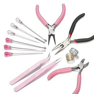 Professional Jewelry Making Tools Steel Pliers Tweezers For DIY Crafting Pink Handles Multifunctional Precision