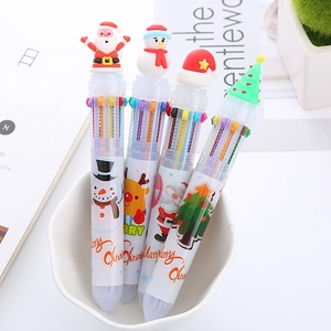 Penna A Sfera Multicolore Di Natale In Plastica Gomma Cartone Animato Babbo Natale Pupazzo Di Neve Penna Navetta Regalo Cancelleria