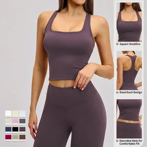 Women's racerback sports bra and high-waisted leggings yoga set in deep purple color