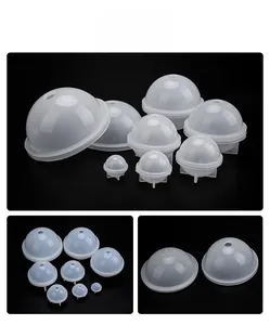 Detail of multi-size spherical silicone resin molds with top injection hole and two-part structure