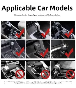 Detailed compatibility guide showing various car gear shift styles for hoodie covers