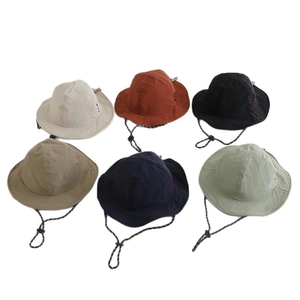 Kids quick-dry sun hats in six colors with adjustable windproof ropes for outdoor use