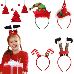 Christmas Headband Elf Hat Santa Claus Legs Reindeer Antlers Sequins LED Holiday Party Decor Hair Accessories Kids Adult