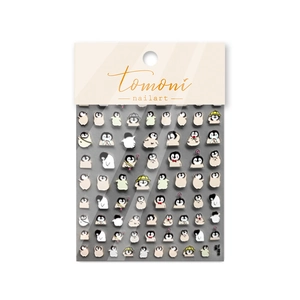 Stickers nail art 3D gaufrés avec motifs de manchots mignons en noir et blanc