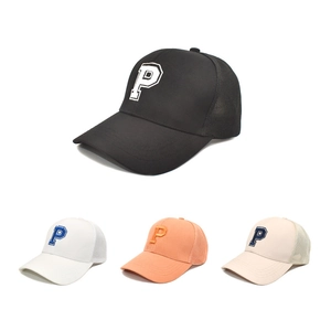 Unisex Trucker Hat Breathable Mesh Baseball Cap With Letter P Embroidery Adjustable Sun Protection Outdoor Casual