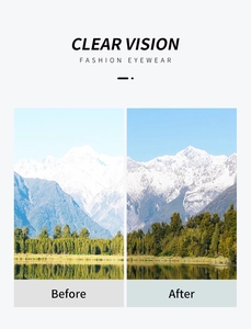 Detailed lens comparison showing clear vision effect with colorful candy cat eye frames