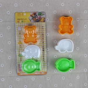 Set of bear elephant fish rice ball molds for kids DIY bento sushi making 3 pieces