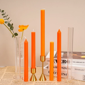 Long tapered cylinder candle molds in clear plastic for DIY decorative taper candles
