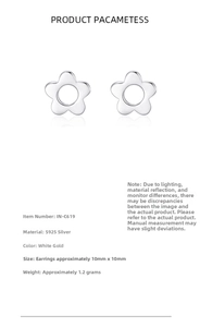Macro view of 10mm S925 silver flower stud earrings with hollow petal design details