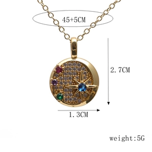 Detail of tree of life star pendant with dimensions 2.7cm height and 45cm chain length