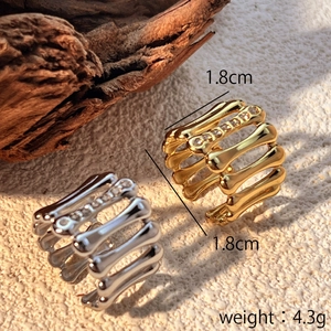 Anelli aperti minimalisti placcati oro 18 carati e argento con design a osso e cristalli