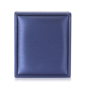 Elegant navy blue rectangle jewelry gift box with textured silk finish and soft reflection