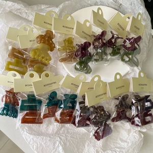 Assorted jelly color minimalist hair claws and flower clips set in diverse elegant shades