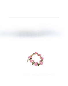 Detail view of pink rose bracelet with pearl accents showing 16cm length and 24.7g weight