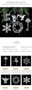 Detailed view of clear acrylic Christmas ornaments set with varied Nordic style shapes