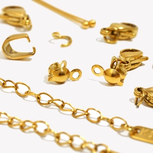 18K gold plated stainless steel lobster clasp set with extension chains for DIY jewelry