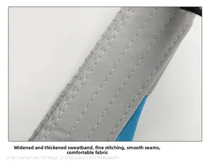 Detail of widened sweatband with reinforced stitching on a grey kids sun visor
