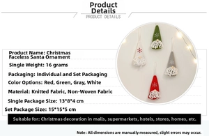 Detailed view of Christmas gnomes ornaments with snowflake embroidery in four colors