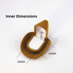 Detailed top view of a brown cowboy hat jewelry box with 26x34mm inner dimensions