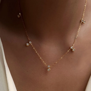 Vintage Necklace Bracelet Anklet Stainless Steel 18K Gold Plated Zircon Bezel Set Minimalist Jewelry For Women