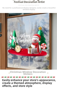 Adesivi natalizi per finestre con pupazzo di neve e scritte augurali Merry Christmas