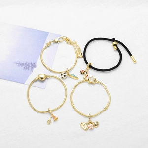 Bracciali a catena a serpente placcati oro 18k con ciondoli sportivi come calcio e tennis