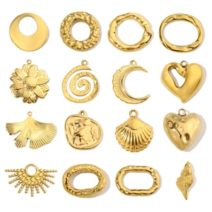 Vintage Stainless Steel Charms For DIY Jewelry Making Geometric Heart Sunflower Shell Moon Pendants For Necklace Earring
