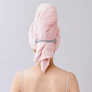 Microfiber Hair Drying Cap Coral Fleece Absorbent Towel Turban With Button Pineapple Grid Quick Dry For Women