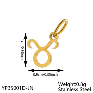 Detailed size specifications of golden Taurus zodiac pendant in stainless steel
