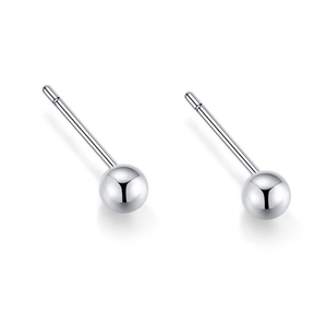 Orecchini a perno a sfera minimalisti in argento sterling S999 da donna con finitura lucida