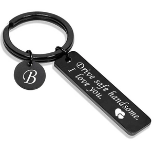 Drive Safe Handsome stainless steel keychain with letter B charm for men