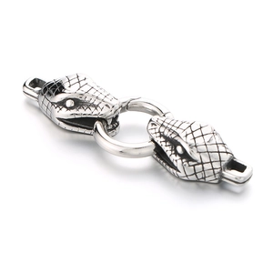 Fermoir à ressort double tête de serpent en acier inoxydable pour chaînes de bijoux argent
