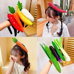 Funny realistic 3D vegetable and fruit headbands set for parties and cosplay