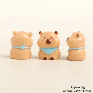 Detail view of mini resin capybara charm showing size 24x20x17mm and 6g weight