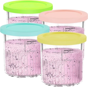 Set of 4 colorful replacement pints with lids for Ninja Creami NC500 NC501 ice cream makers