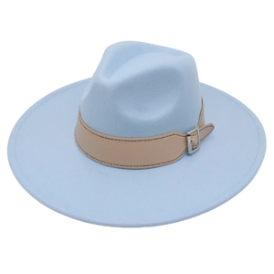 Fedora Hat Wide Brim Cotton Polyester Blend Leather Belt Buckle Jazz Style Unisex Casual Fashion Elegant Accessory