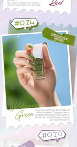 Detailed view of Wilderness Green nail polish bottle with glossy finish swatch #024