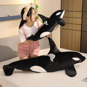 Soft plush orca whale stuffed animal dolls in two sizes for home decoration and comfort