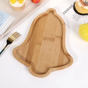 Christmas bell shaped bamboo wooden serving tray for party appetizers and snacks