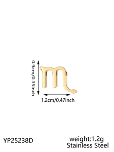 Golden stainless steel Scorpio zodiac charm with 1.2cm width and 0.9cm height details