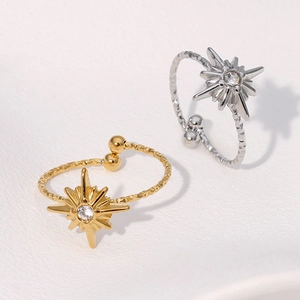 Minimalistische Sternringe aus Edelstahl in Gold und Silber mit Zirkonia-Stein