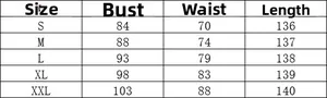 Detailed size chart for women's V-neck jumpsuit showing bust, waist, and length measurements