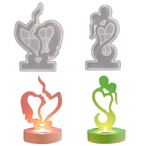 DIY silicone molds for couple candle holders featuring romantic silhouette designs