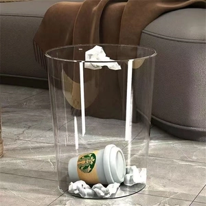 Minimalist Transparent Waste Bin PET Plastic Open Top Garbage Container For Bathroom Living Room Bedroom Home Office