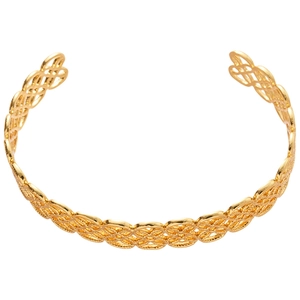 Bracelet manchette doré minimaliste avec élégant motif ajouré pour femme